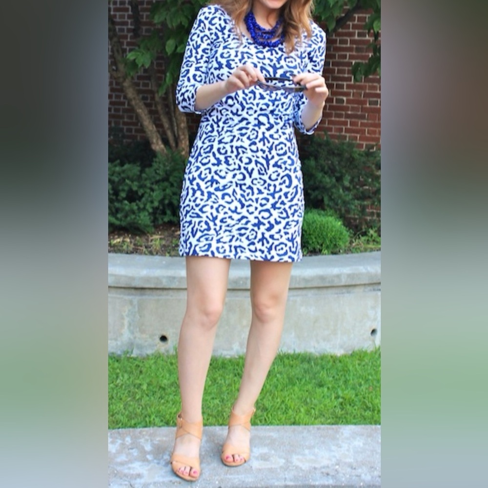 Persifor Navy and White Animal Print Dress size XS